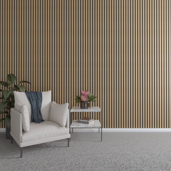 Ekena Millwork 48H x 3/8T Adjustable Wood Slat Wall Panel Kit w/ 1W Slats, Maple contains 42 Slats SWW84X48X0375MA - main